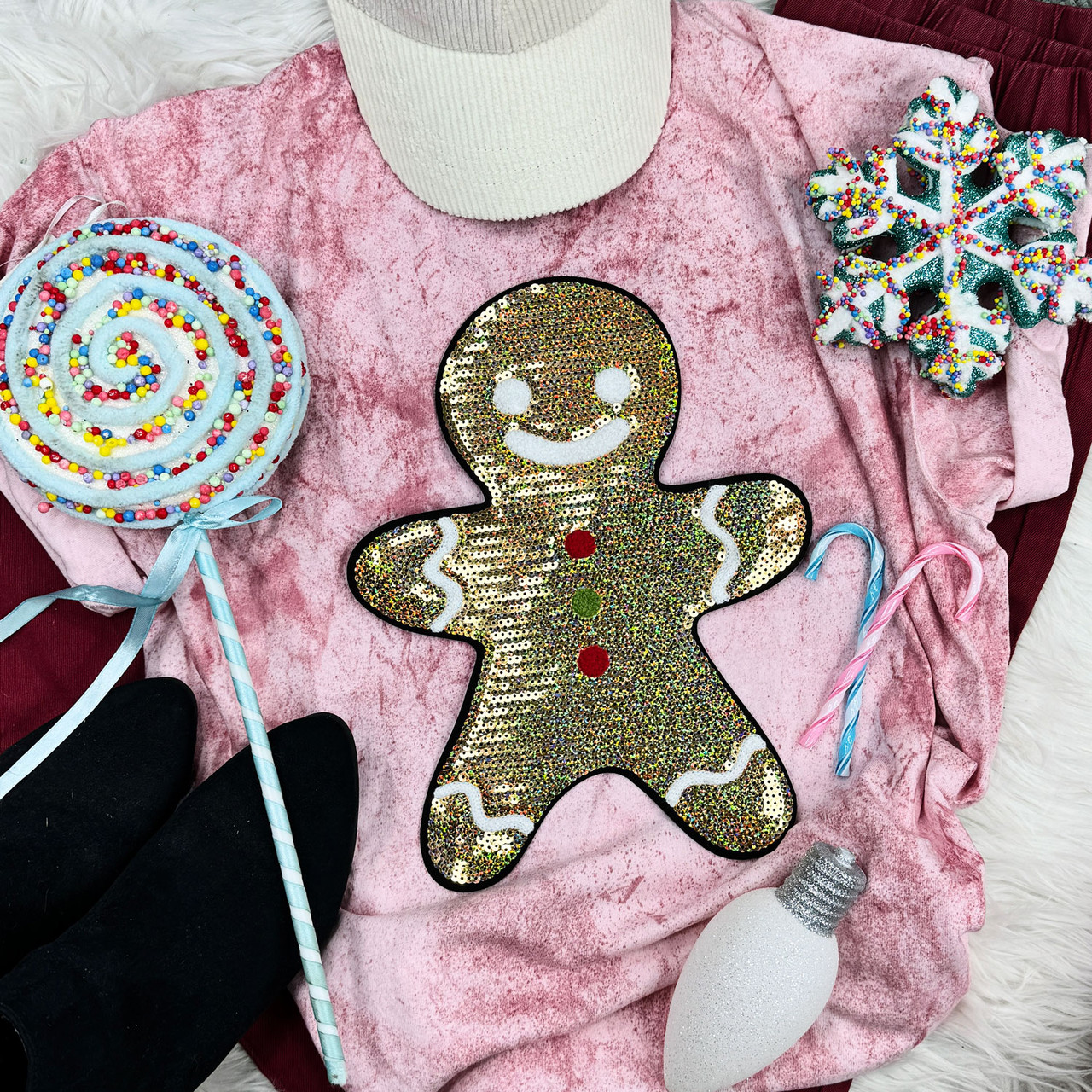 Sequin Gingerbread Man Patch - Main Image