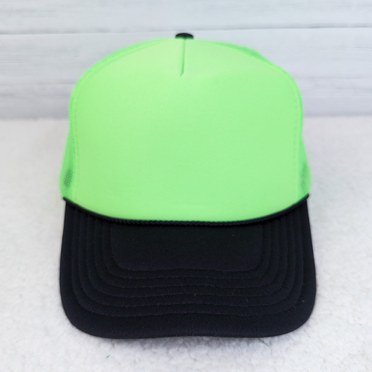 Neon Green and Black Foam Trucker Hat