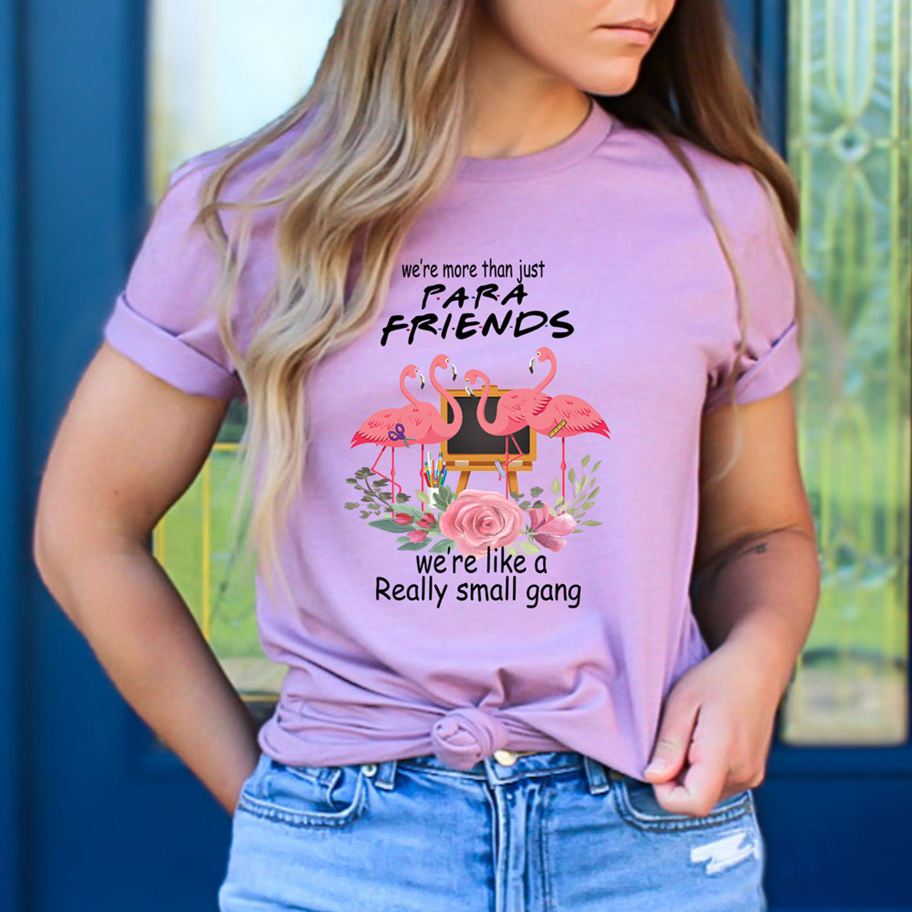 We're Not Just Para Friends Flamingo DTF Heat Transfer