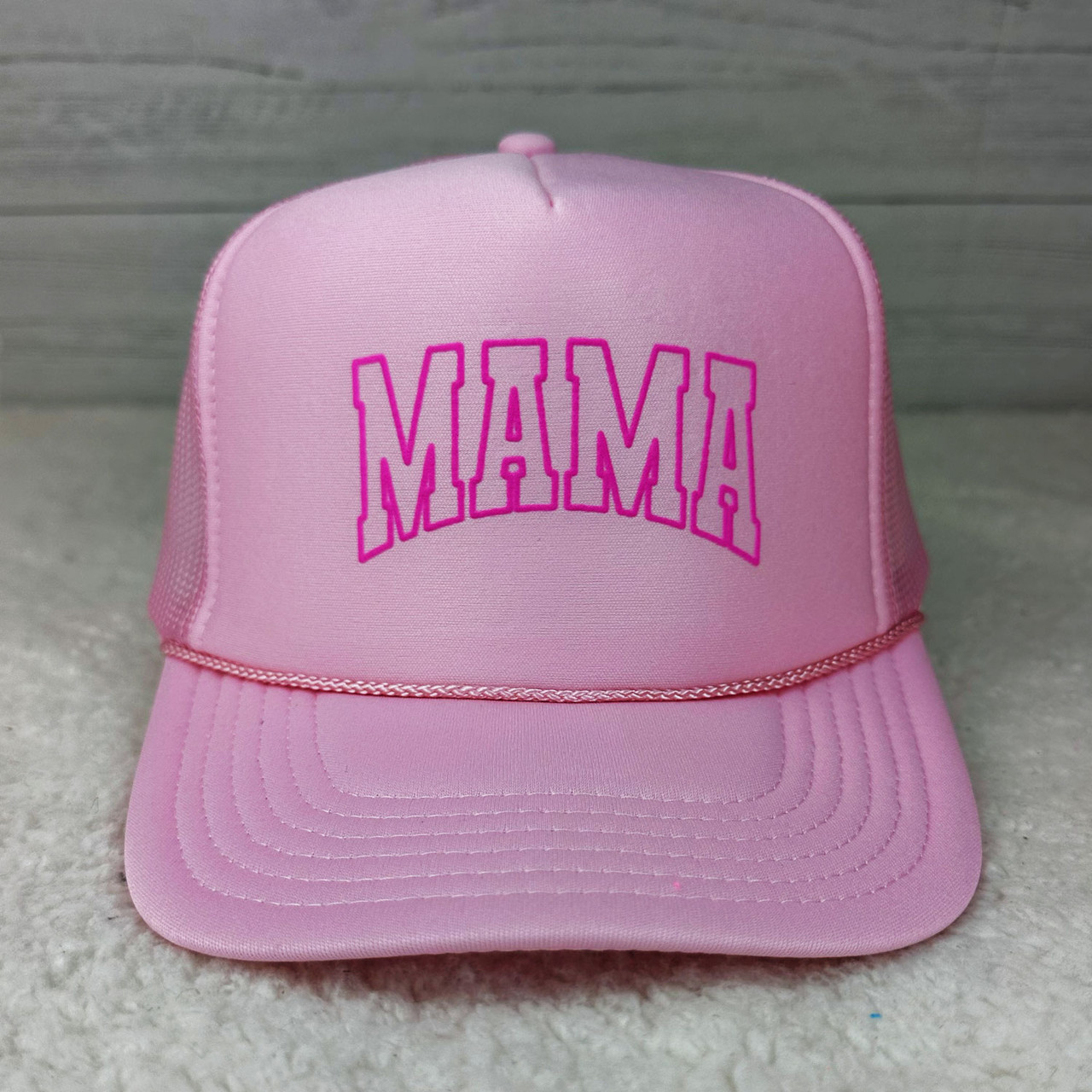 Mama Pink PUFF Hat/Pocket Screen Print Heat Transfer