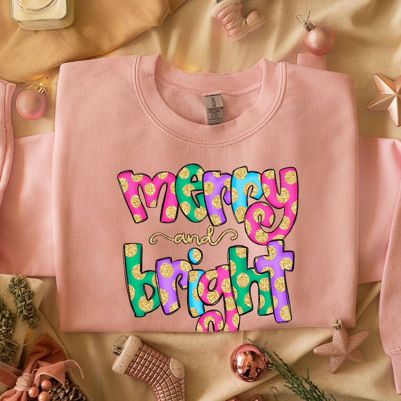 Merry and Bright Preppy Sublimation and DTF Iron on Transfers