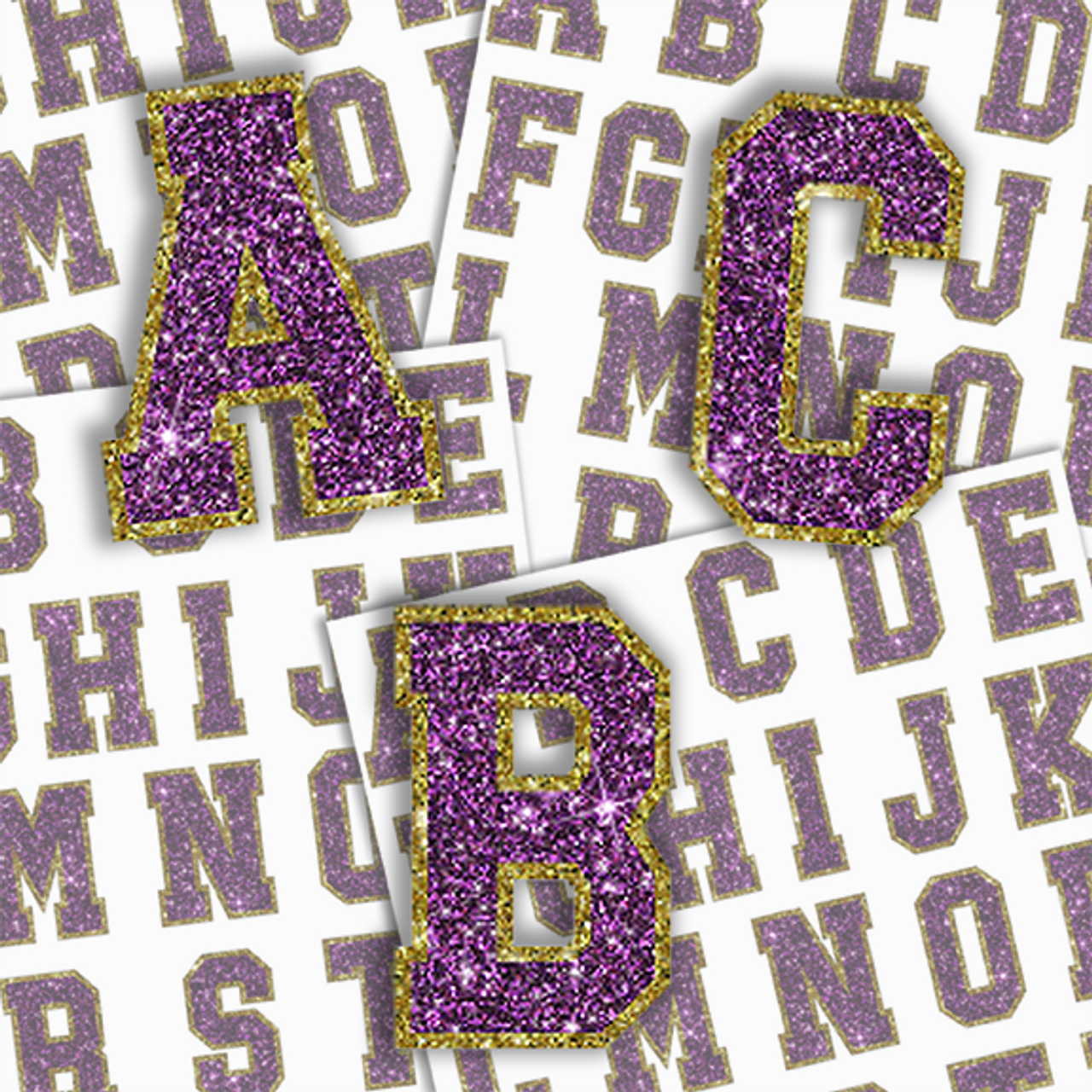 Purple Glitter Letters Sticker Sheet