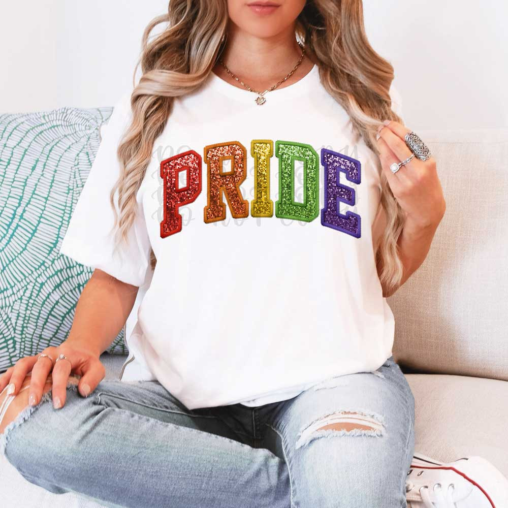 Pride Rhinestone Transfer Pride Faux Embroidery DTF Heat Transfer