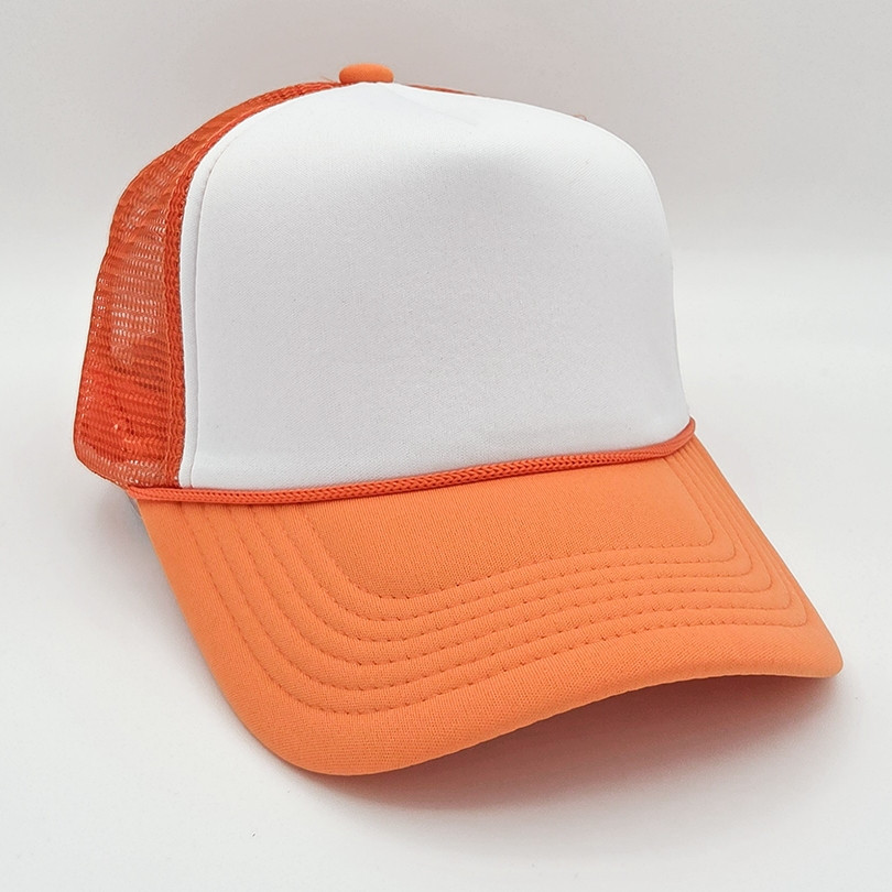 Orange & White Foam Trucker Hat display picture 1