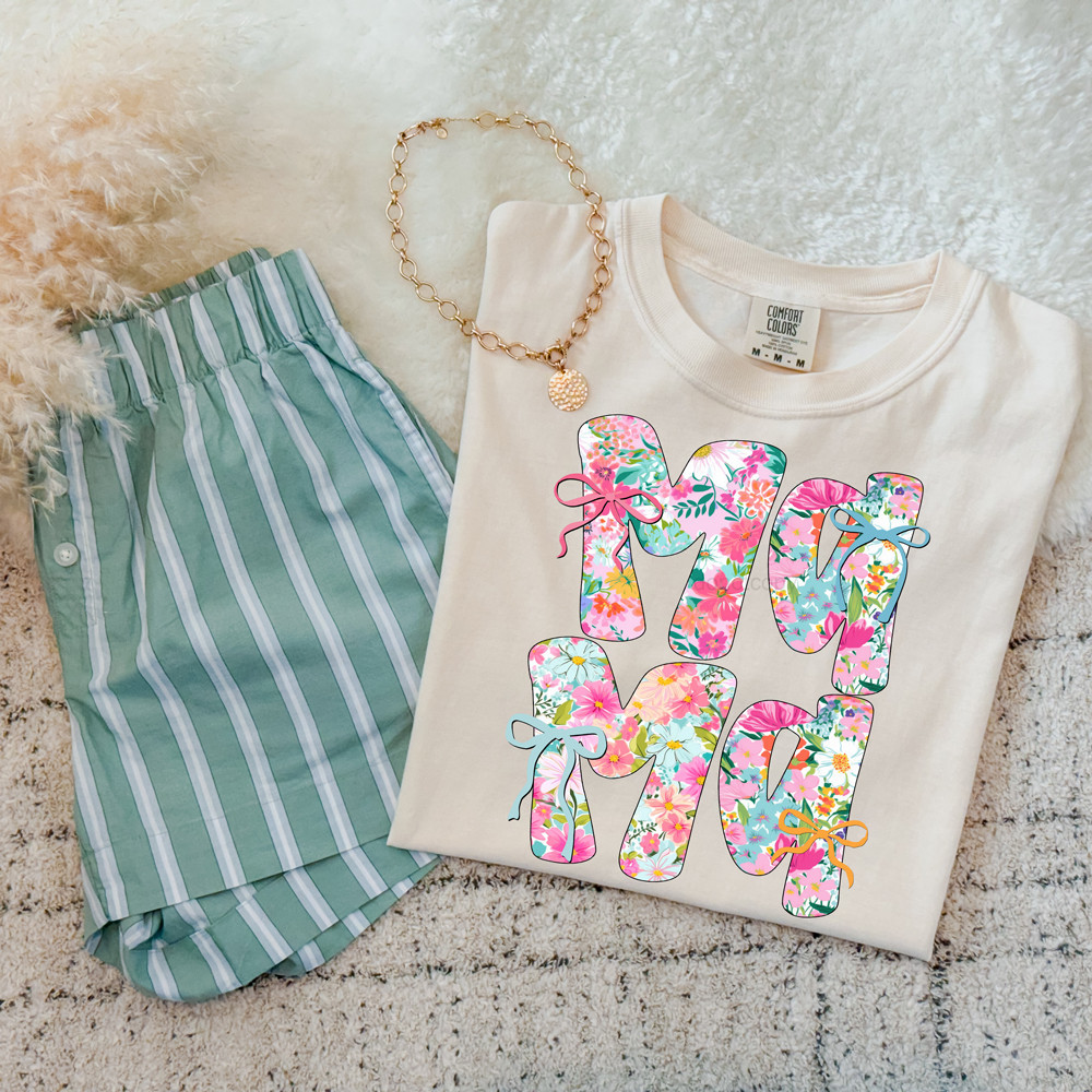 Floral Mama With Bows DTF Heat Transfer