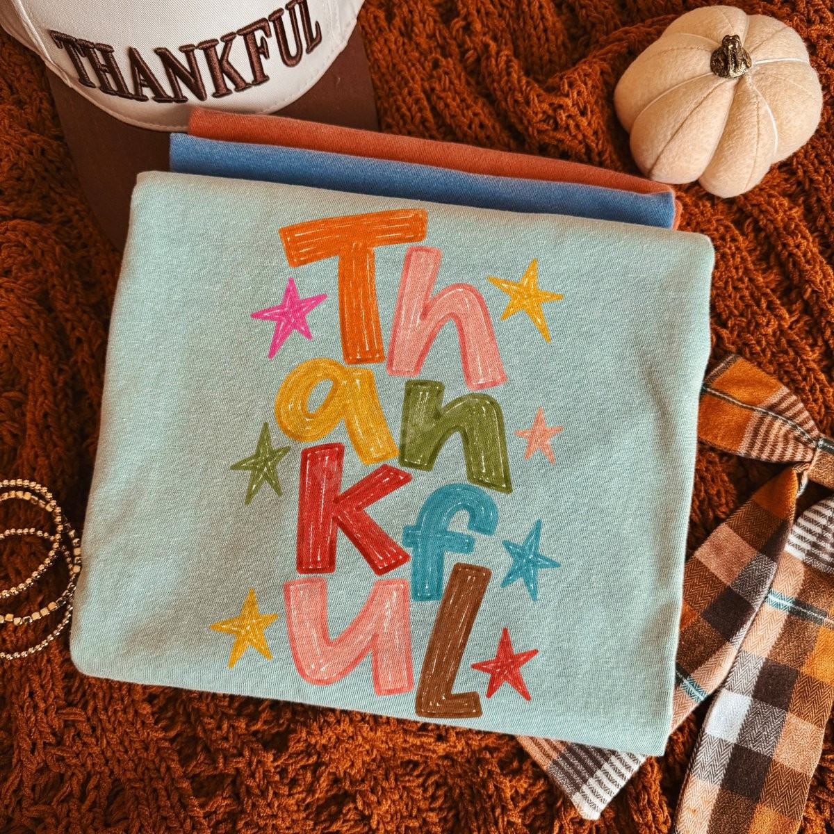 Transfer Design Sticker Thankful Hand-Drawn DTF Transfer | Fall Lettering Design
