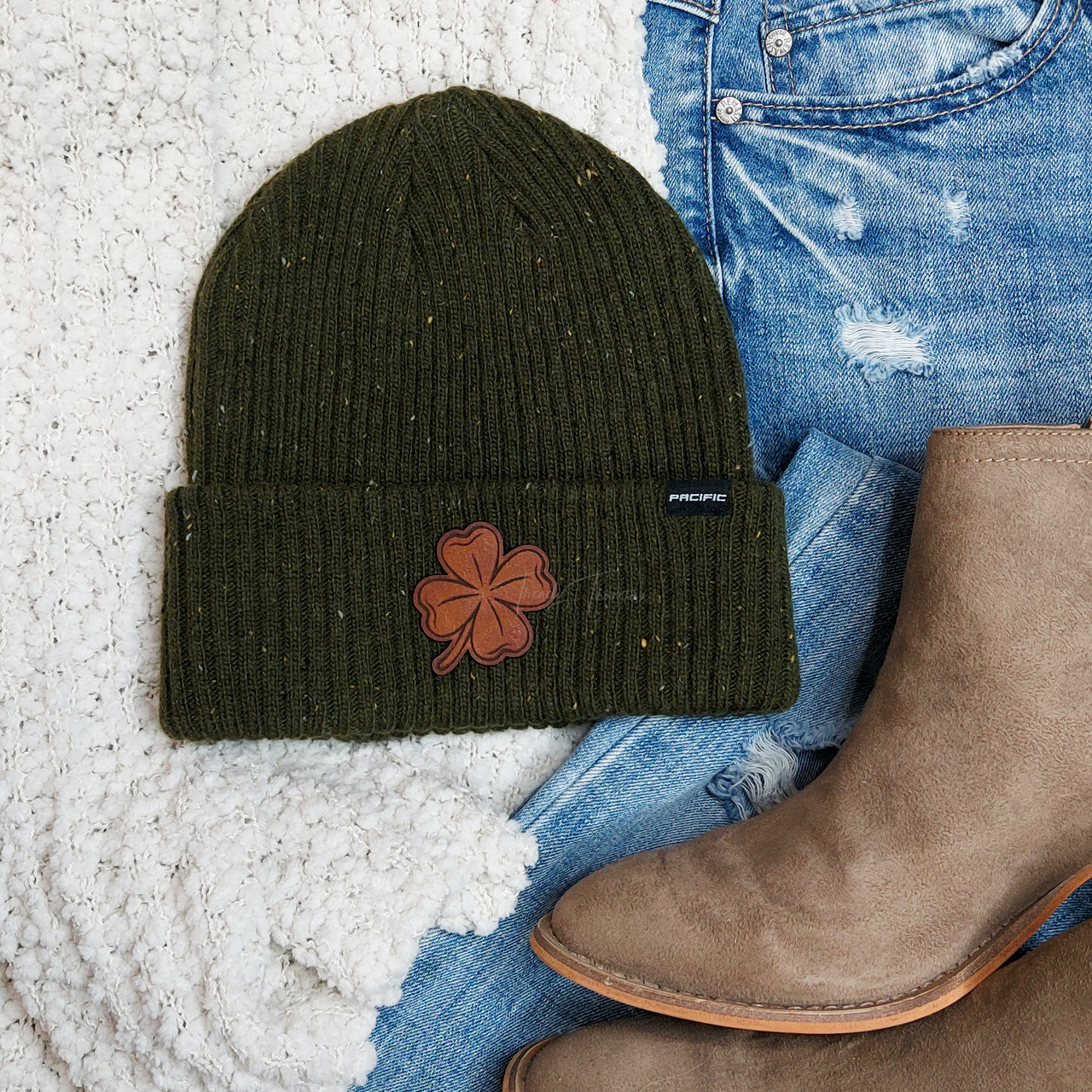 Four Leaf Clover Leather Hat Patch