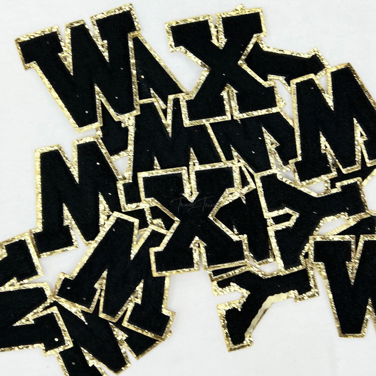Black Self Adhesive Chenille Letters Patches
