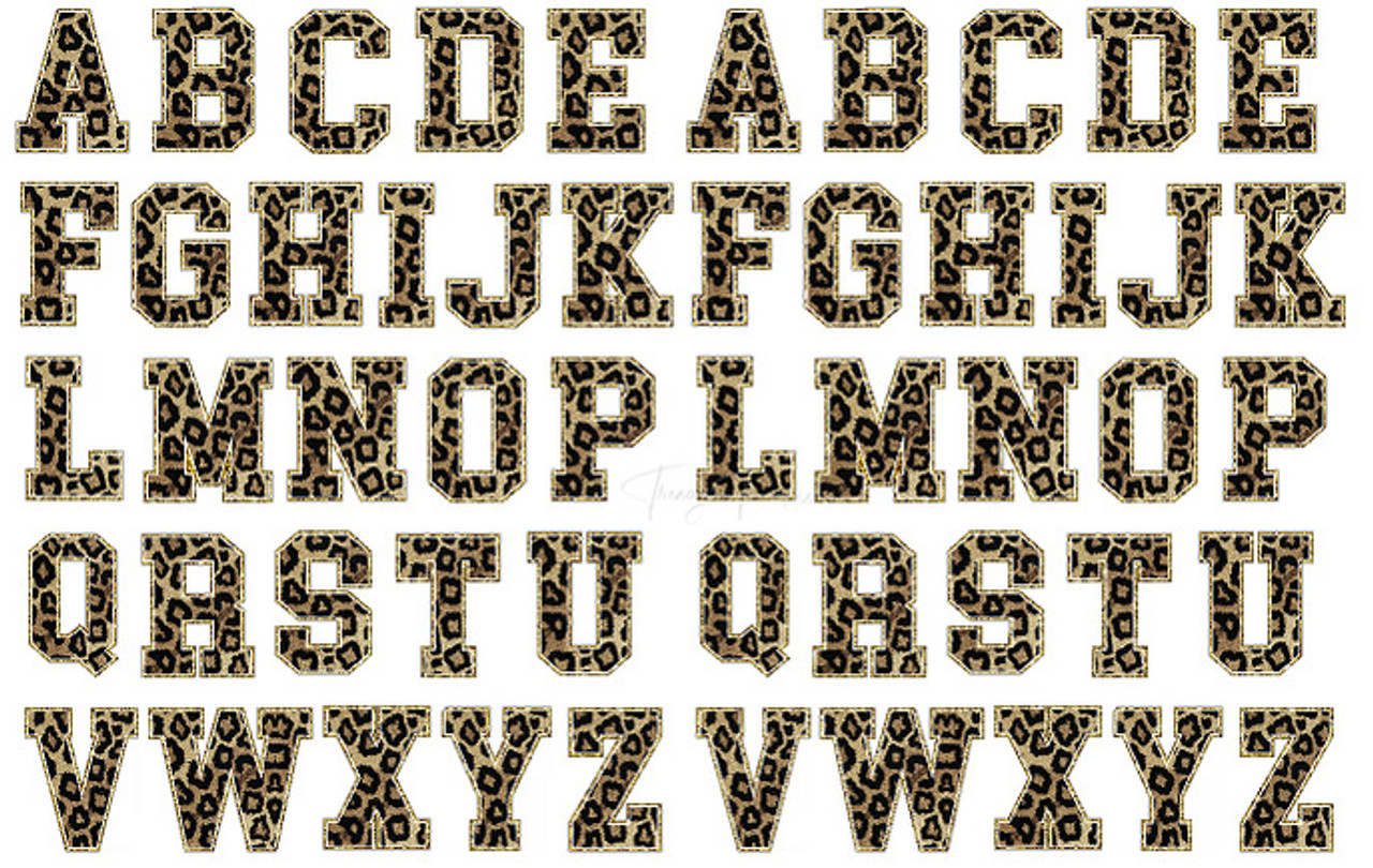 Leopard Patch Letters with Glitter Bkg Graphic by chipandellie · Creative  Fabrica