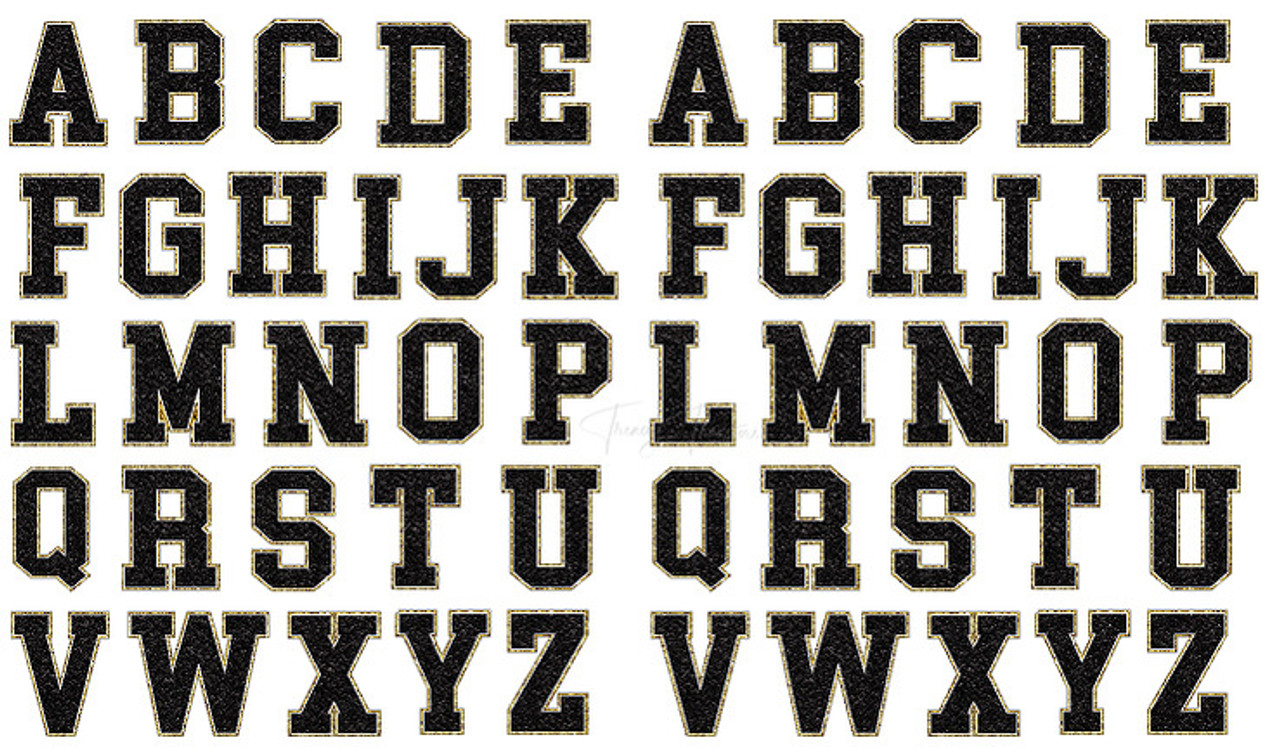 Black Chenille Glitter Letters Sticker Sheet - Trendy Transfers