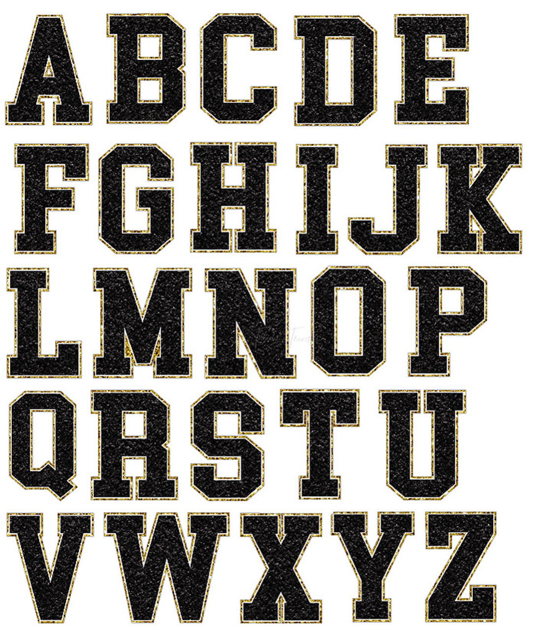 Black Chenille Glitter Letters Sticker Sheet - Trendy Transfers