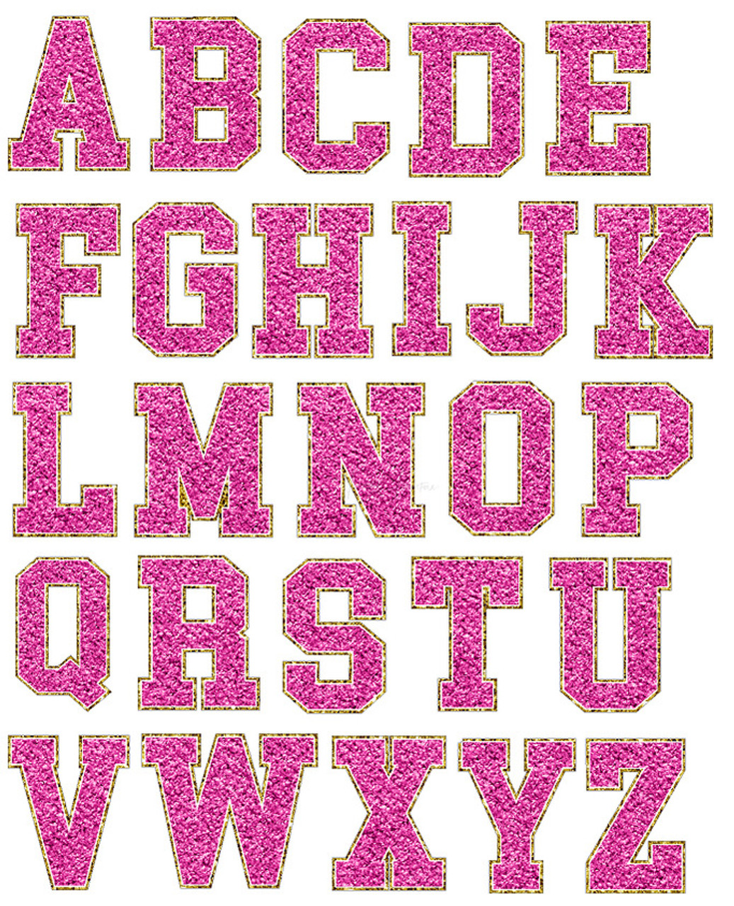 Hot Pink Chenille Glitter Letters Sticker Sheet - Trendy Transfers