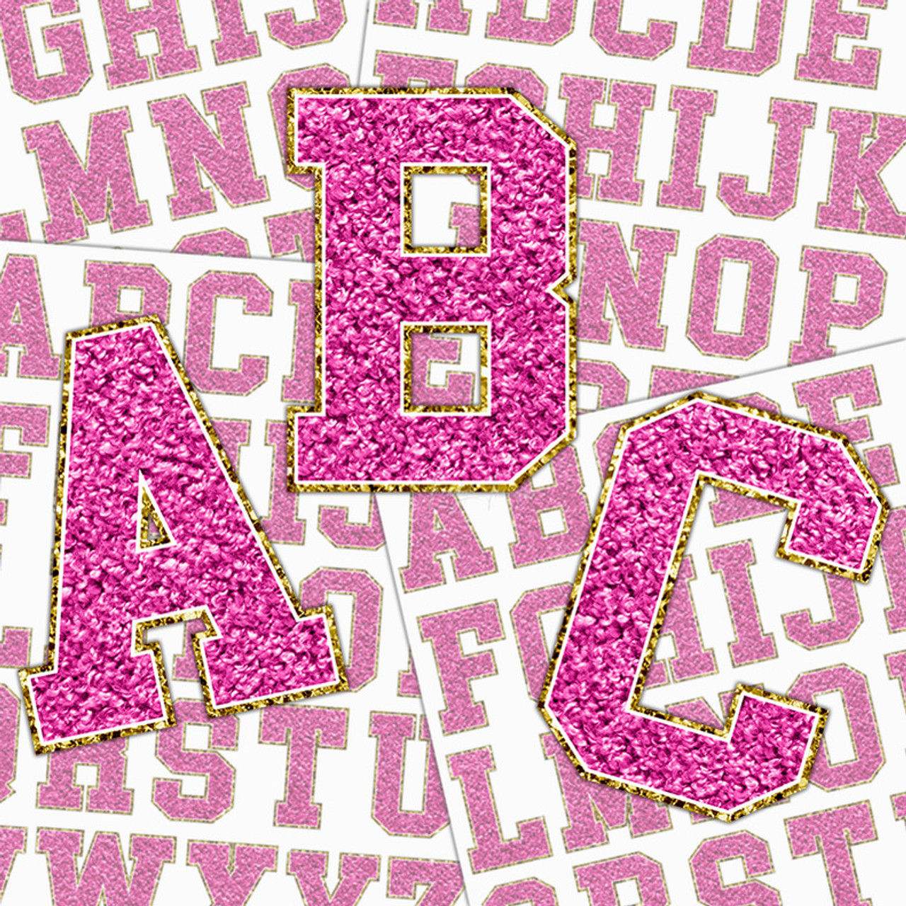 Hot Pink Chenille Glitter Letters Sticker Sheet - Trendy Transfers