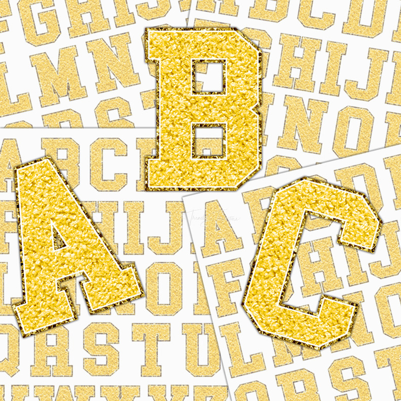 Yellow Chenille Glitter Letters Sticker Sheet
