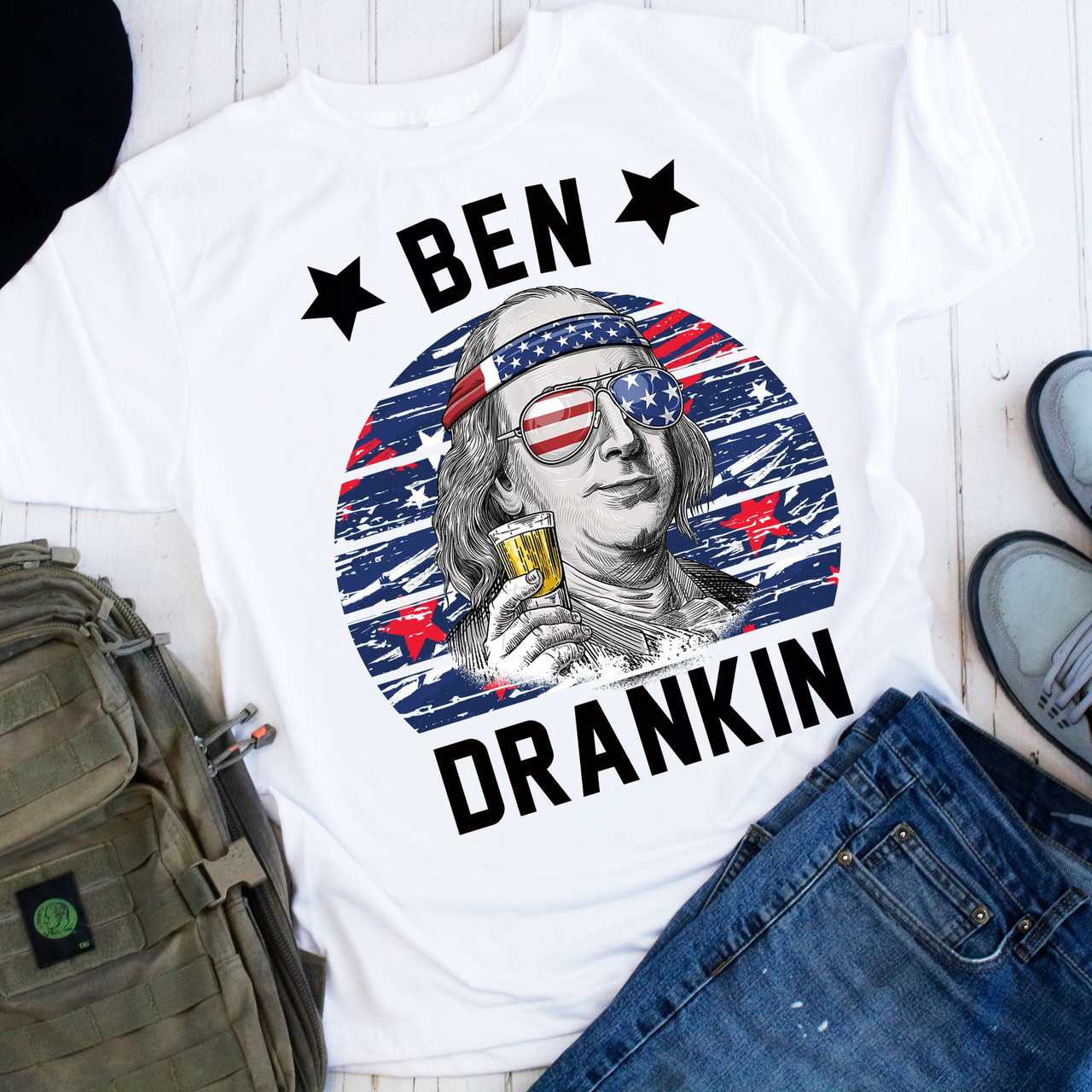 配送員設置送料無料 Benjamin Franklin Parody Tシャツ - トップス