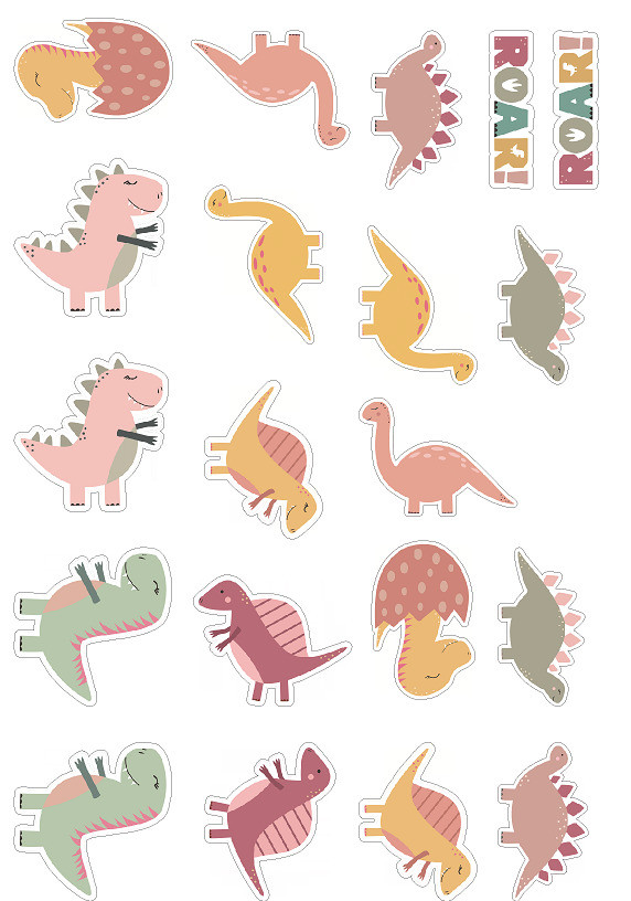 Softy-Sticker Dinos IV – Aufkleberbogen 17,5x9 Cm, Mit Dinosaurier-Motiven Für Kinder
