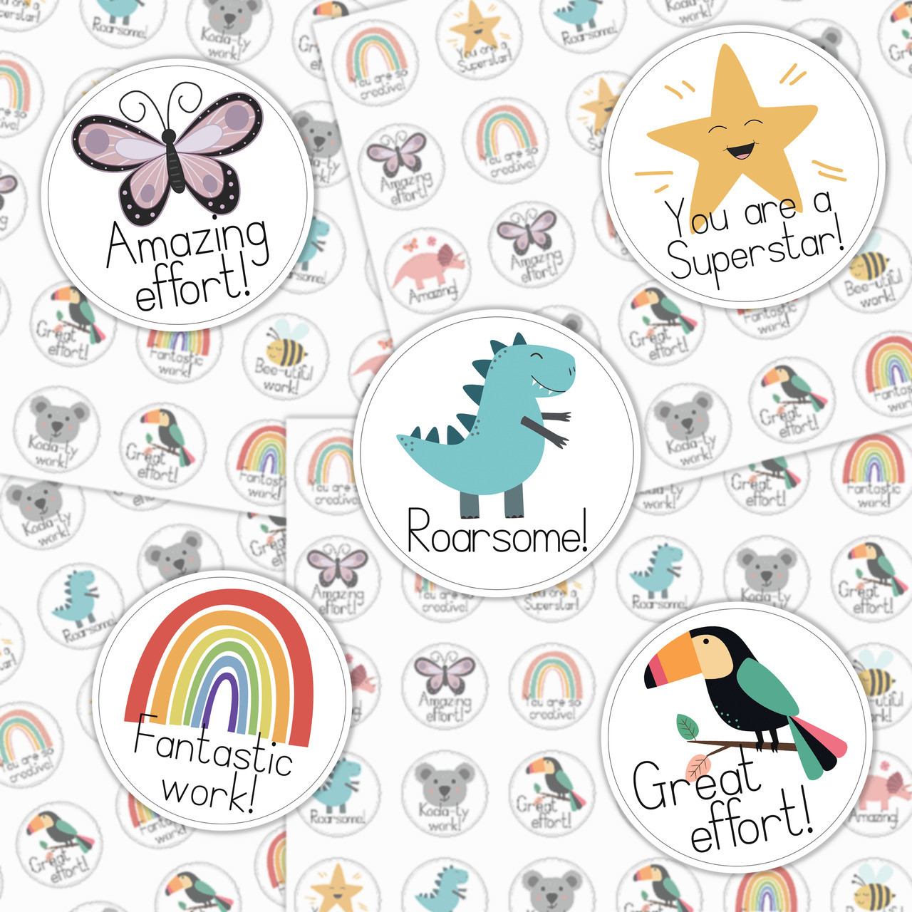 5 Packs Star Sticker Self-Adhesive Stickers Reward Sticker