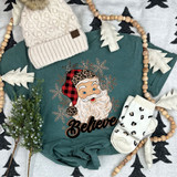 Believe Buffalo Plaid Santa DTF Heat Transfer