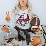 Chiefs Glasses DTF Transfer, a vibrant and detailed graphic design of a wolf wearing a baseball cap and heart-shaped glasses with 'KC' and 'Chiefs' written on them, featuring the phrase 'game day' on the cap.