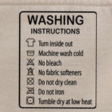 Washing Instructions 20 ct. BLACK INK DTF Heat Transfer, product label showing care instructions for machine washable heat transfer heat press design.