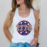 1776 Leopard DTF Heat Transfer, patriotic design with leopard print numbers 1776 within a star-spangled circle for apparel customization.