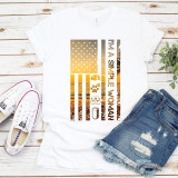 Simple Woman Flag Beach Camping RV Beer Dogs Sublimation Transfer, white t-shirt with sunset and star pattern design for outdoor and travel enthusiasts.