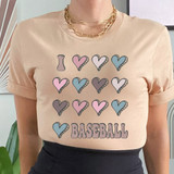 I Love Baseball Hearts Heat Transfer