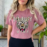 Def Busy Dance Mama DTF Heat Transfer, graphic t-shirt featuring a leopard face with glasses and the words 'Def Busy Dance Mama' in bold letters.