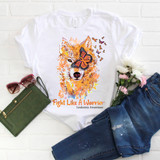 Orange Ribbon Leukemia Awareness Wolf Watercolor Sublimation Transfer