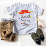 Reach for the Sky Jessie Fan Art Sublimation Transfer, gray children's T-shirt with colorful printed hat and star design.