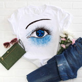 Blue Ribbon Awareness Glitter Eye Sublimation Transfer