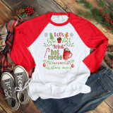 Let's Bake Stuff Sublimation, Christmas-themed graphic T-shirt with holiday baking and drink illustrations.