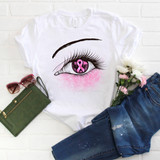 Pink Ribbon Awareness Glitter Eye Sublimation Transfer