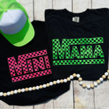 Mini Checkered NEON Pink Screen Print Heat Transfer