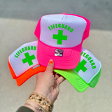 Lifeguard Cross Hat/Pocket Neon Green  Screen Print Heat Transfer