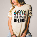 Under His Wings You Will Find Refuge Feathers DTF Heat Transfer