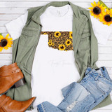 Oklahoma Leopard and Sunflower Sublimation Transfer, featuring a sunflower and leopard print design.