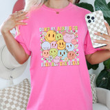Don't Be Afraid To Feel All The Feels DTF Heat Transfer T-shirt with colorful emoticon designs and positive message.