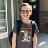 This Episode is Called 2nd Grade GREEN DTF Heat Transfer, a graphic design featuring a cartoon fox with a backpack and lunchbox, suitable for school-themed apparel.