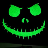 Jack Glow In The Dark Screen Print Heat Transfer, luminous green skull face design on black background