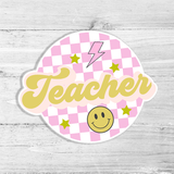 Checkered Teacher Die Cut Sticker