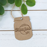 Custom Cardstock Mason Jar Tags, eco-friendly kraft paper tag with printed trendy transfer design and twine loop for decorating or labeling.