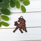 Mustang Mascot Leather Keychain