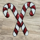 Sequins Candy Canes Patch, decorative patch featuring red, white, and black sequins in a candy cane stripe pattern.