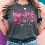 Fight Like A Girl Faux Sequins Embroidery DTF Heat Transfer
