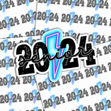 Senior 2024 Neon Lightening Bolt Sticker Sheet