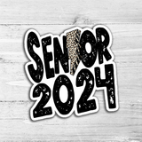Senior 2024 Leopard Lightening Bolt Die Cut Sticker