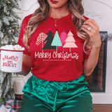 Minimalist Pink Merry Christmas DTF Heat Transfer