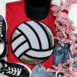 Sequins Volleyball Patch Chenille Patch, decorative volleyball patch with shiny sequins designed for clothing embellishment.