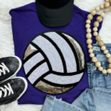 Sequins Volleyball Patch Chenille Patch, a shiny embroidered patch featuring a volleyball design with sequins and chenille material.